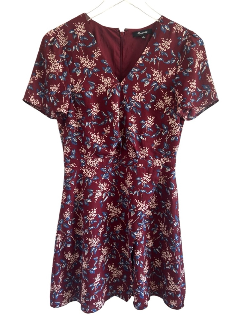 Madewell Burgundy Floral Fit-and-Flare Dress